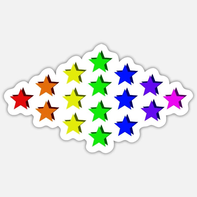 Sterne bunt Regenbogen Geschenkidee - Sticker Größe S (10 x 10 cm) - Mattweiß