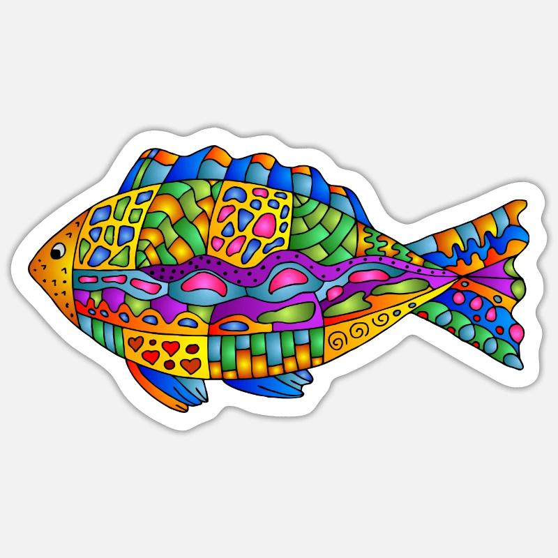 Poisson - Sticker taille S (10 x 10 cm) - blanc mat
