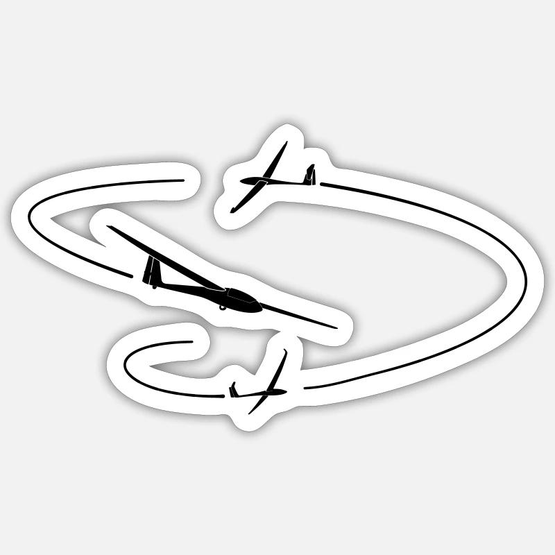 Glider Gliding Gliding Glider - Sticker size S (10 x 10 cm) - white matte