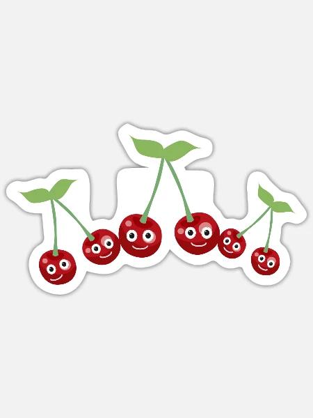kirschen,familie,kirschen familie, illustration - Sticker Größe S (10 x 10 cm) - Mattweiß