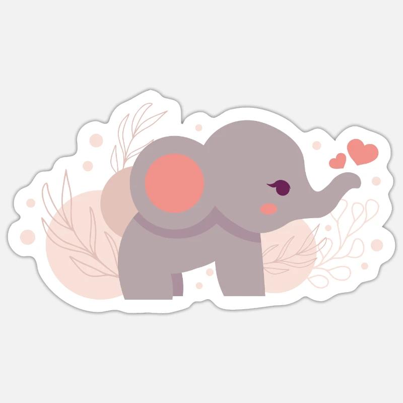 Elefant - Sticker Größe S (10 x 10 cm) - Mattweiß
