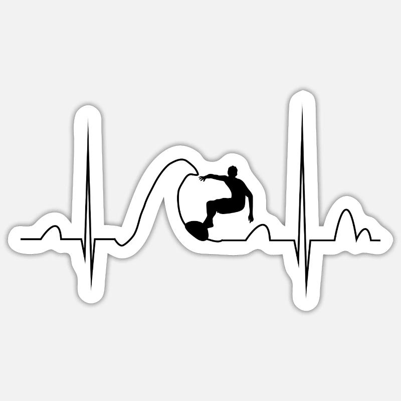 Surfeur ECG - Sticker taille S (10 x 10 cm) - blanc mat