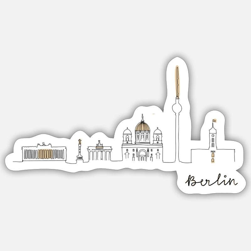 Skyline Berlin - Sticker Größe S (10 x 10 cm) - Mattweiß