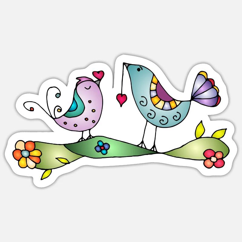 Oiseaux - Sticker taille S (10 x 10 cm) - blanc mat