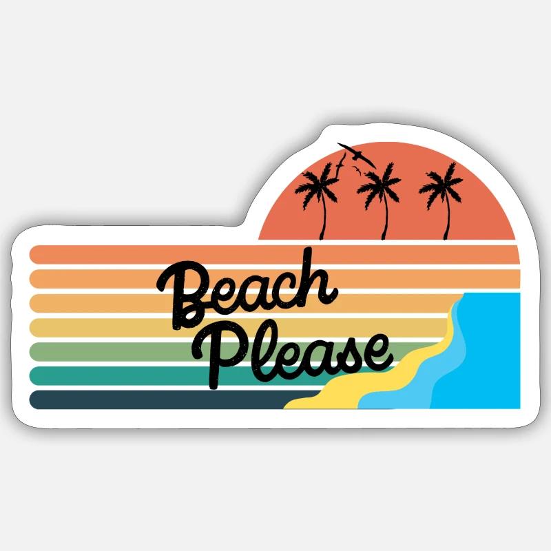 Beach Please - Sticker Größe S (10 x 10 cm) - Mattweiß