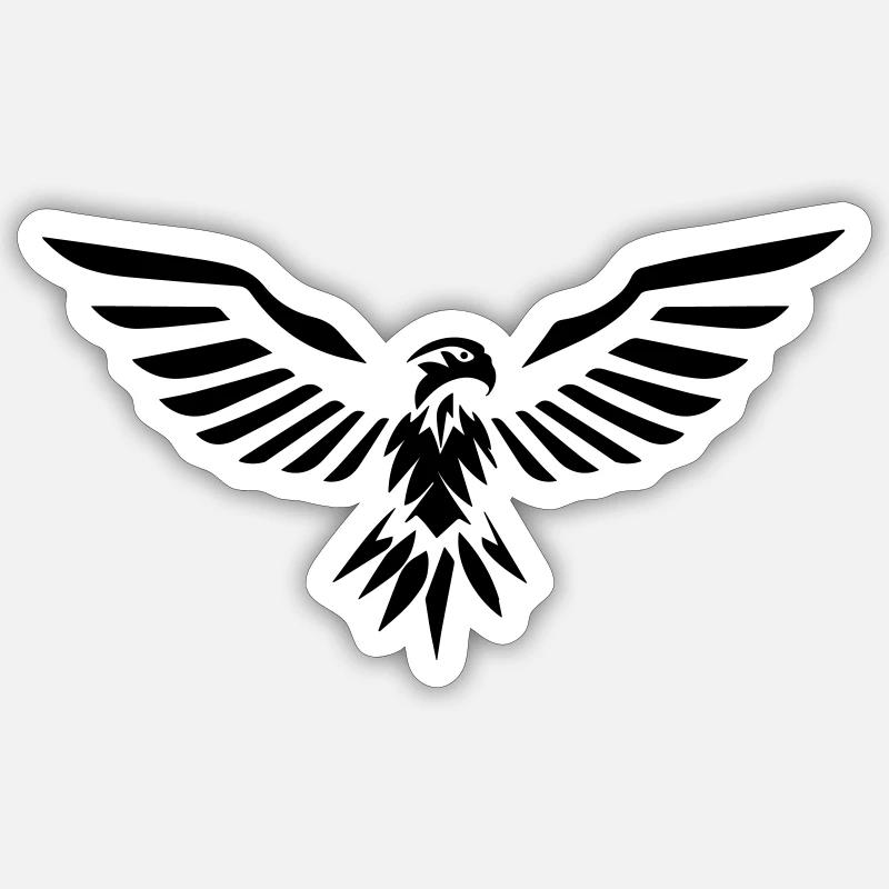 aigle stylisé ouvrant ses ailes en face Sticker taille S (10 x 10 cm)