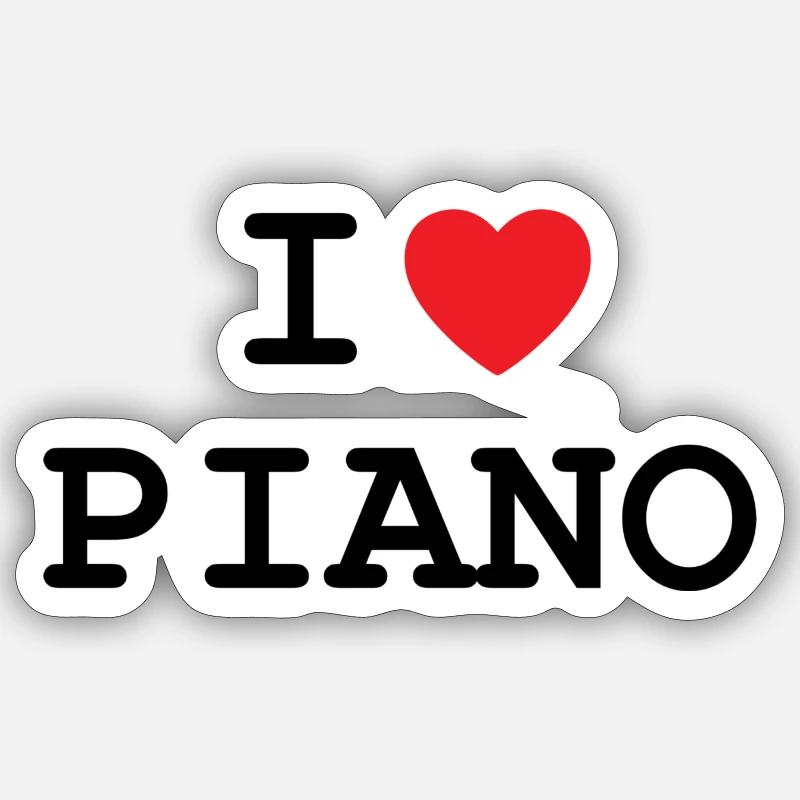 J’adore le piano - Sticker taille S (10 x 10 cm) - blanc mat