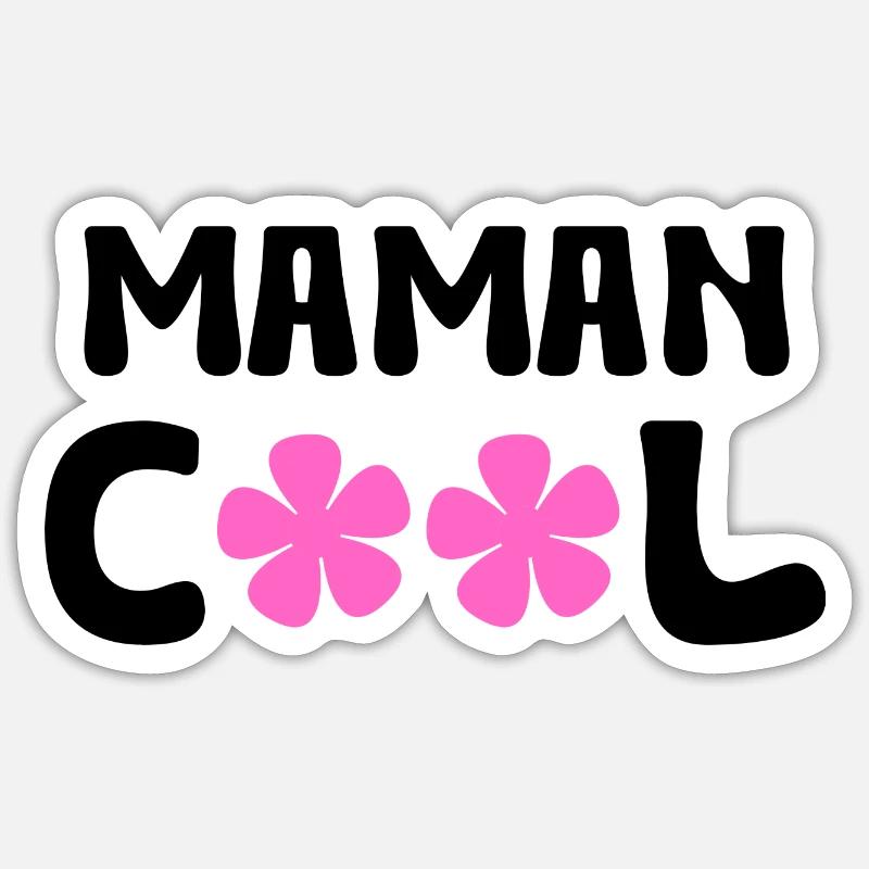 maman cool - Sticker taille S (10 x 10 cm) - blanc mat