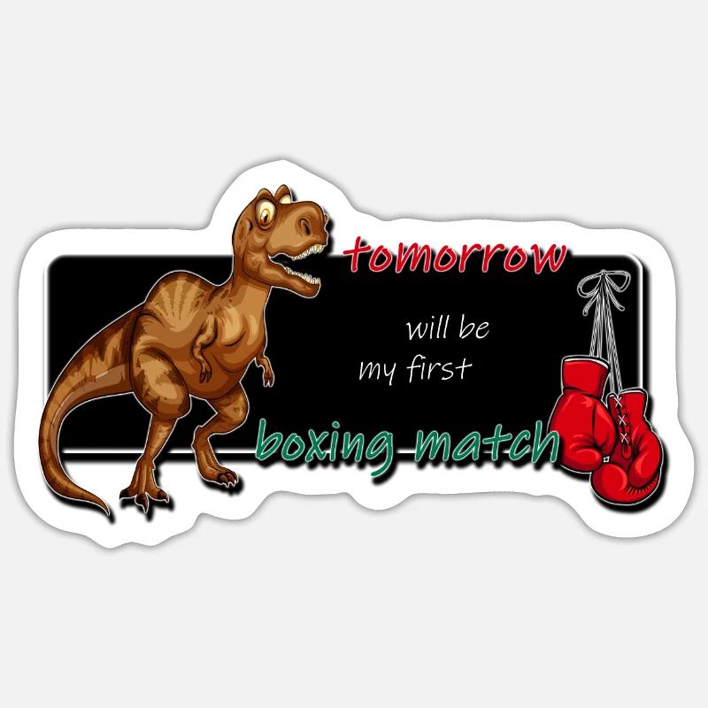 Dino Boxer T-Rex Sticker size S (10 x 10 cm)