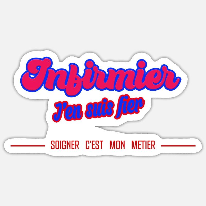 Infirmier - Sticker taille S (10 x 10 cm) - blanc mat