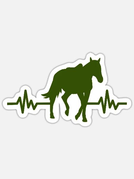 Herzschlag - Pferd Hengst Stute Ross Reitsport - Sticker Größe S (10 x 10 cm) - Mattweiß
