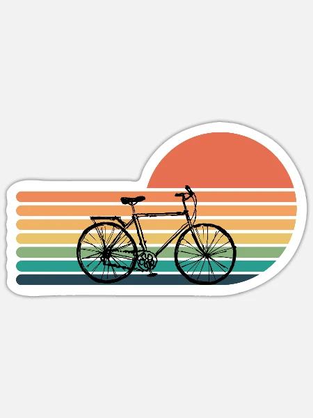 Retro Fahrrad Radfahrer - Sticker Größe S (10 x 10 cm) - Mattweiß