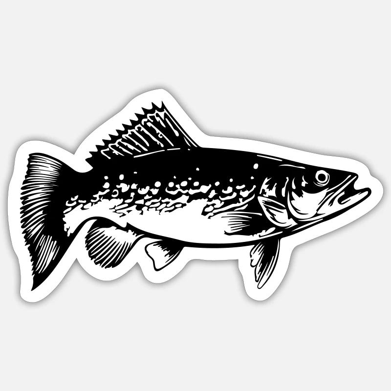 Pike Fish Silhouette - Sticker size S (10 x 10 cm) - white matte