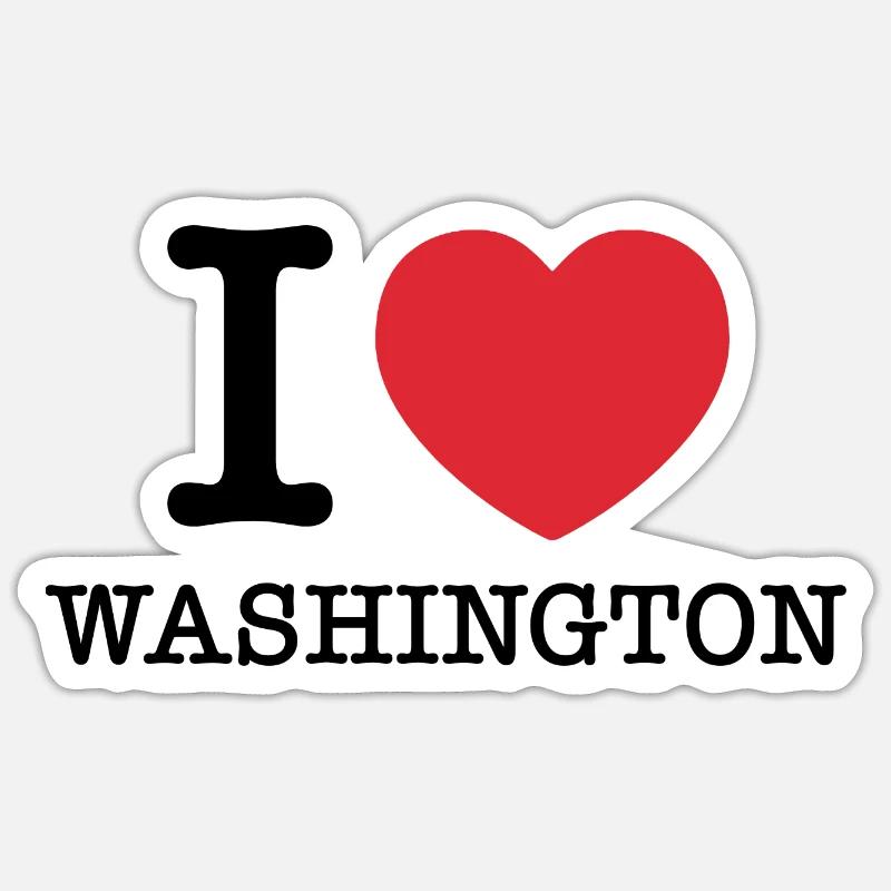 J’aime Washington | J’aime Washington - Sticker taille S (10 x 10 cm) - blanc mat