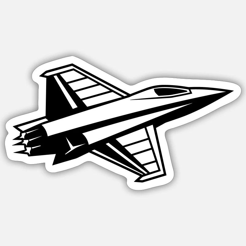 Kampfjet - Sticker Größe S (10 x 10 cm) - Mattweiß