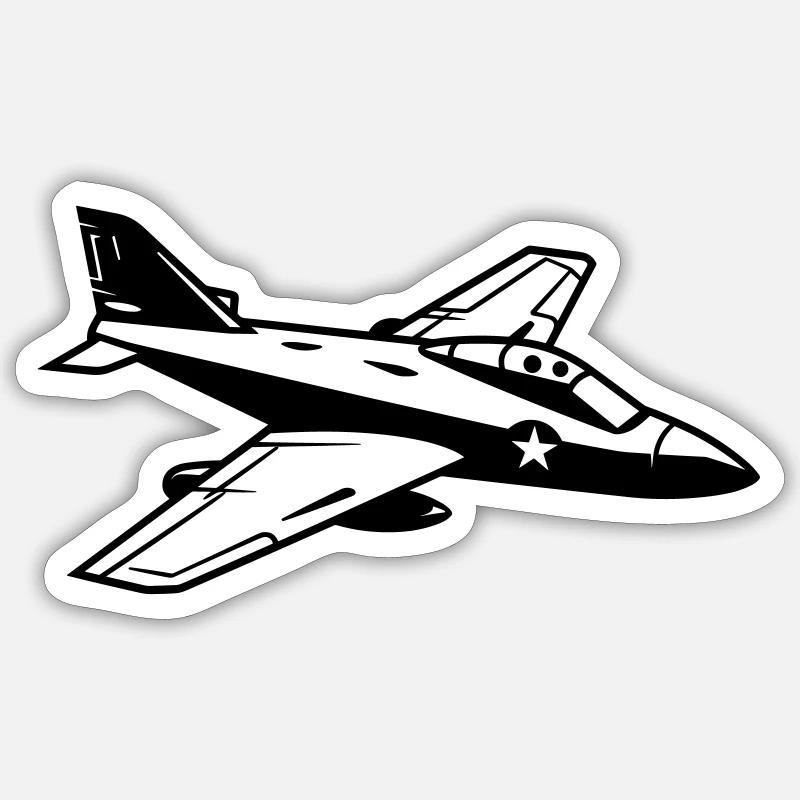 Avion de chasse Sticker taille S (10 x 10 cm)