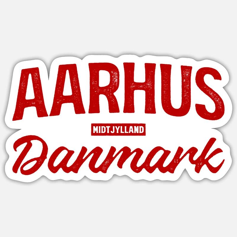 Aarhus Danmark Lettering Retro Sticker size S (10 x 10 cm)