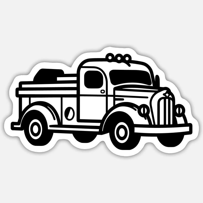 Camion de pompier - Sticker taille S (10 x 10 cm) - blanc mat