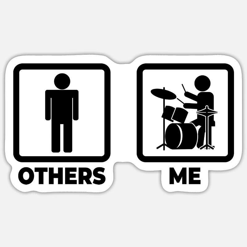 Funny drummer - Sticker size S (10 x 10 cm) - white matte