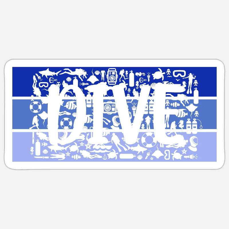 Plonger. Pour les plongeurs. Plongée - Sticker taille S (10 x 10 cm) - blanc mat