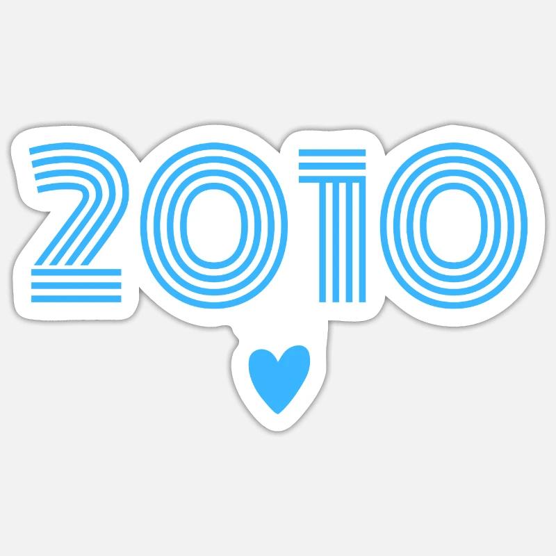 Né en 2010 garçon - Sticker taille S (10 x 10 cm) - blanc mat