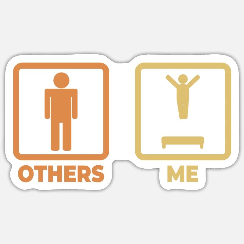 Trampolin Strichmännchen - Sticker Größe S (10 x 10 cm) - Mattweiß