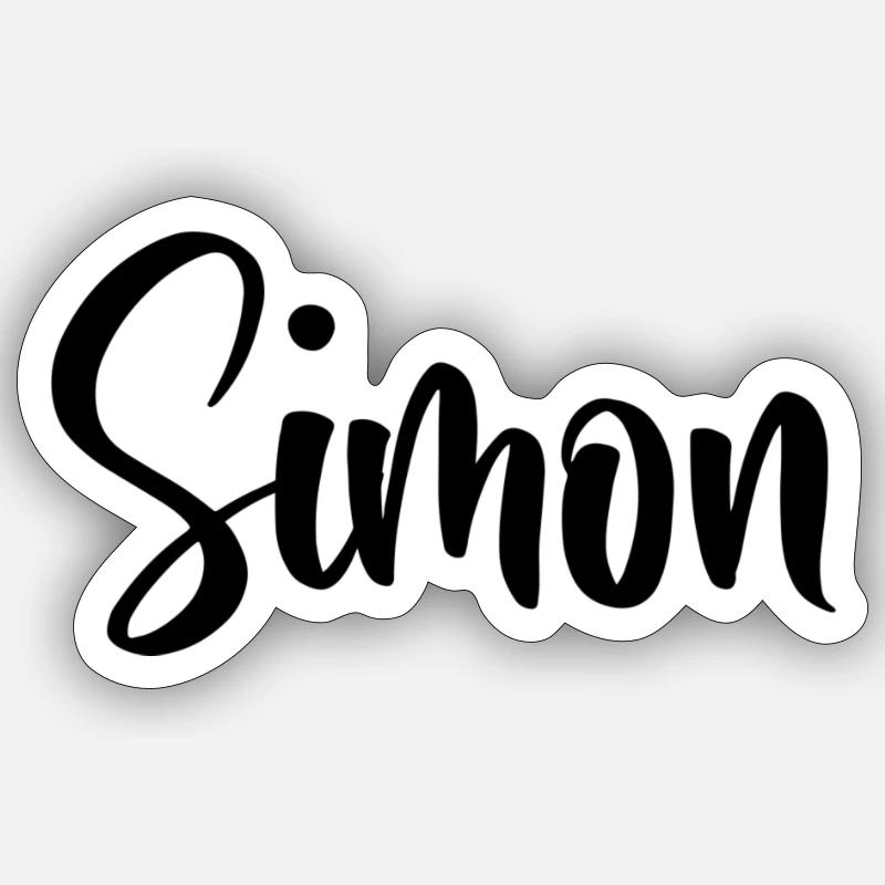 Prénom Simon - Sticker taille S (10 x 10 cm) - blanc mat