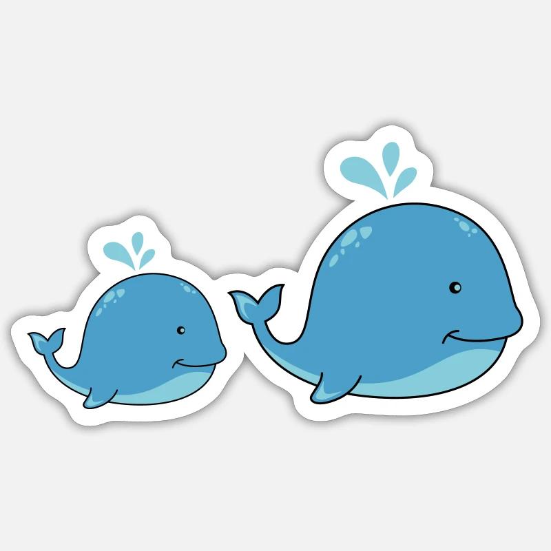 Baleines sucrées - Sticker taille S (10 x 10 cm) - blanc mat