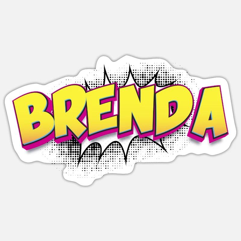 Brenda benutzerdefinierter Name Comic-Stil Pop-Art, - Sticker Größe S (10 x 10 cm) - Mattweiß