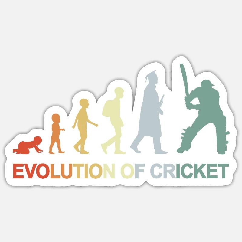 Evolution of Cricket - Sticker Größe S (10 x 10 cm) - Mattweiß