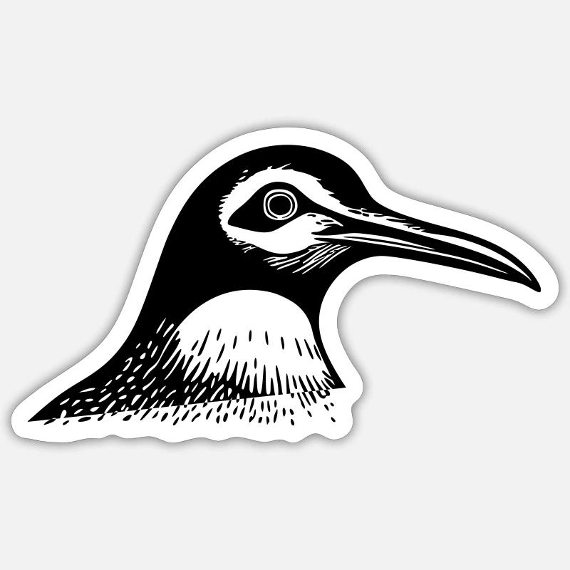 Tête de pingouin - Sticker taille S (10 x 10 cm) - blanc mat