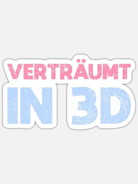 Verträumt In 3D - Sticker Größe S (10 x 10 cm) - Mattweiß