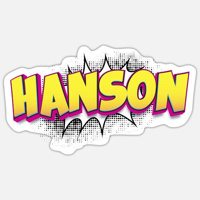 Hanson Benutzerdefinierter Name Comic-Stil Pop-Art, - Sticker Größe S (10 x 10 cm) - Mattweiß