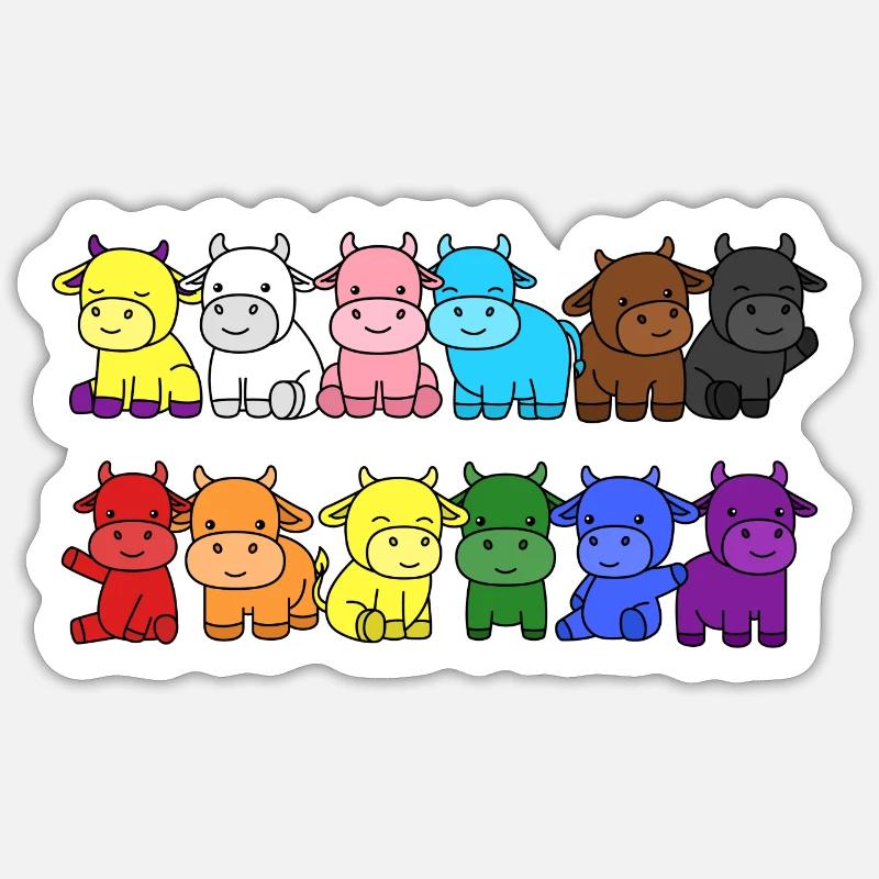 Pride Progress Flagge Kuh Gleichberechtigung - Sticker Größe S (10 x 10 cm) - Mattweiß