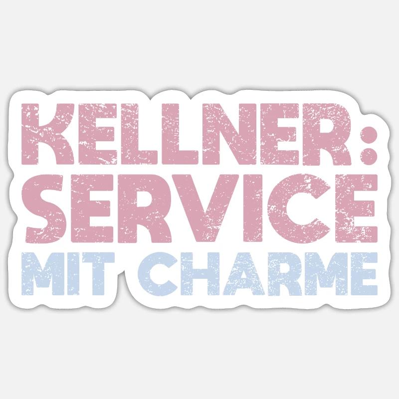 Kellner: Service Mit Charme - Sticker Größe S (10 x 10 cm) - Mattweiß