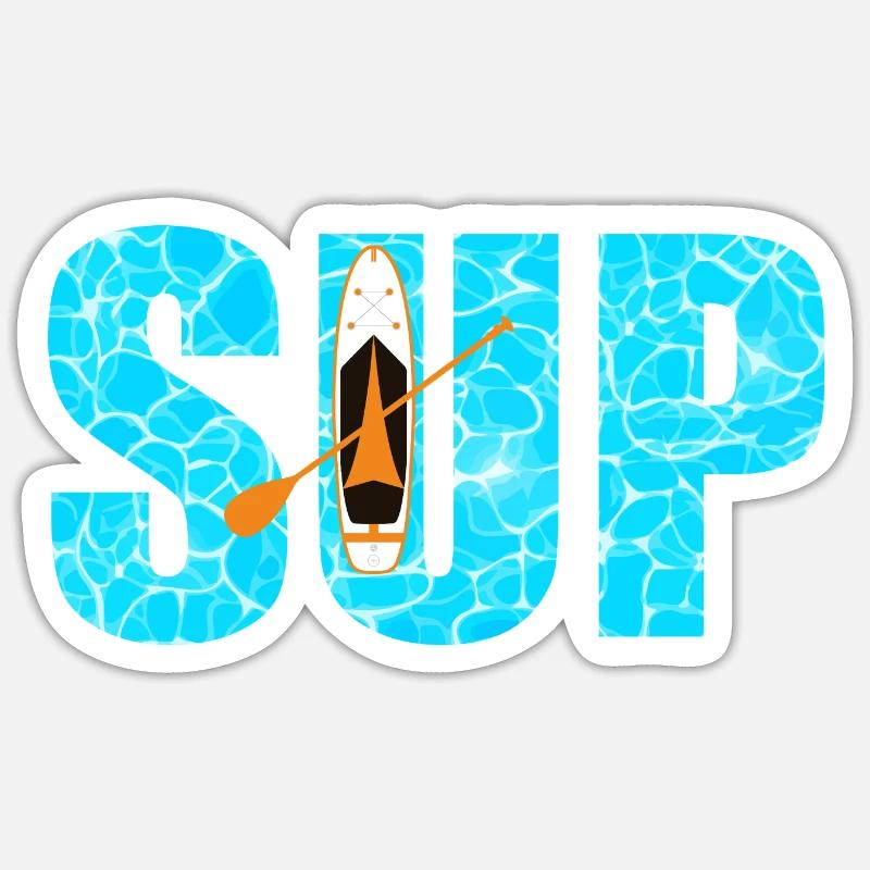 SUP Paddleboarding - Sticker Größe S (10 x 10 cm) - Mattweiß
