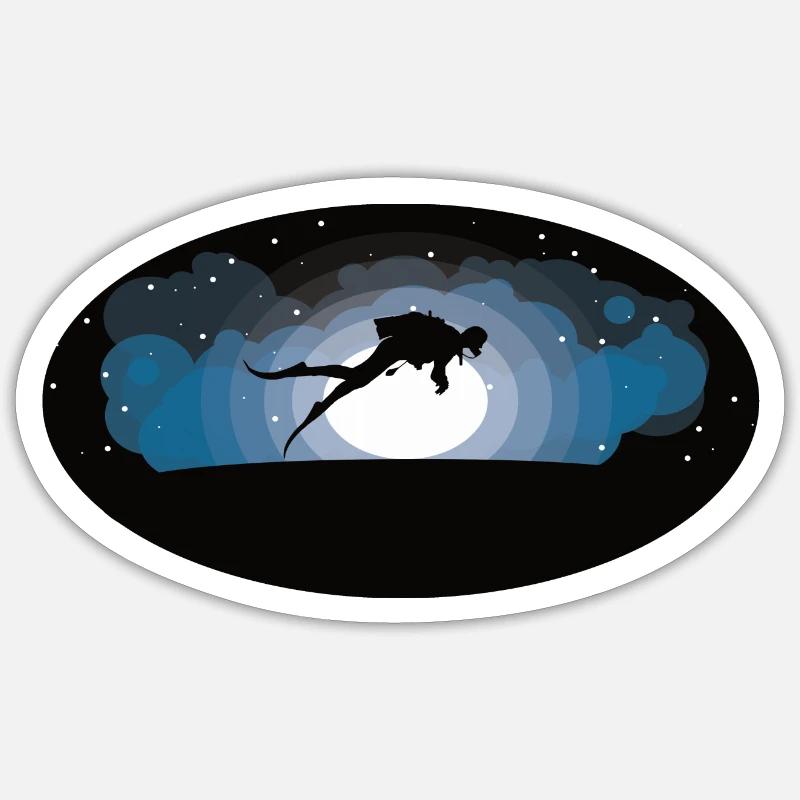 Diving in the moonlight - for underwater romantics Sticker size S (10 x 10 cm)
