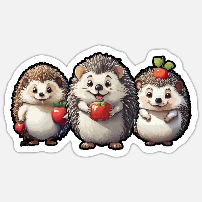 Igel mit Äpfeln - Herbst Saison - DIGITAL Sticker Größe S (10 x 10 cm)