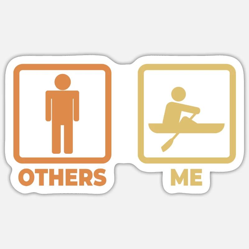 Figurine bâton de rameur - Sticker taille S (10 x 10 cm) - blanc mat
