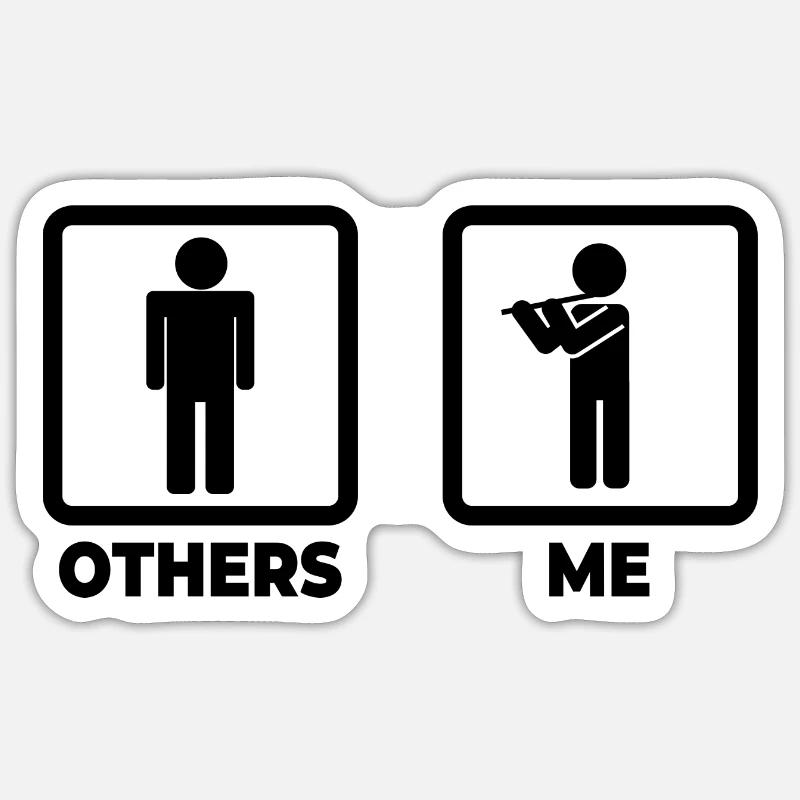 Figurine de bâton de flûte - Sticker taille S (10 x 10 cm) - blanc mat