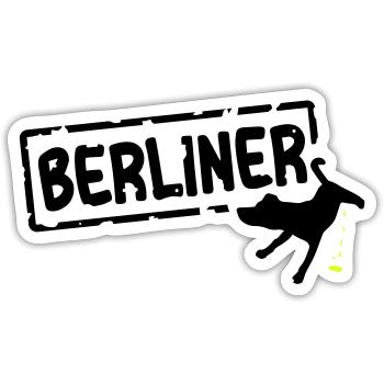 Chien de Berlin fait - Sticker taille S (10 x 10 cm) - blanc mat - Devant