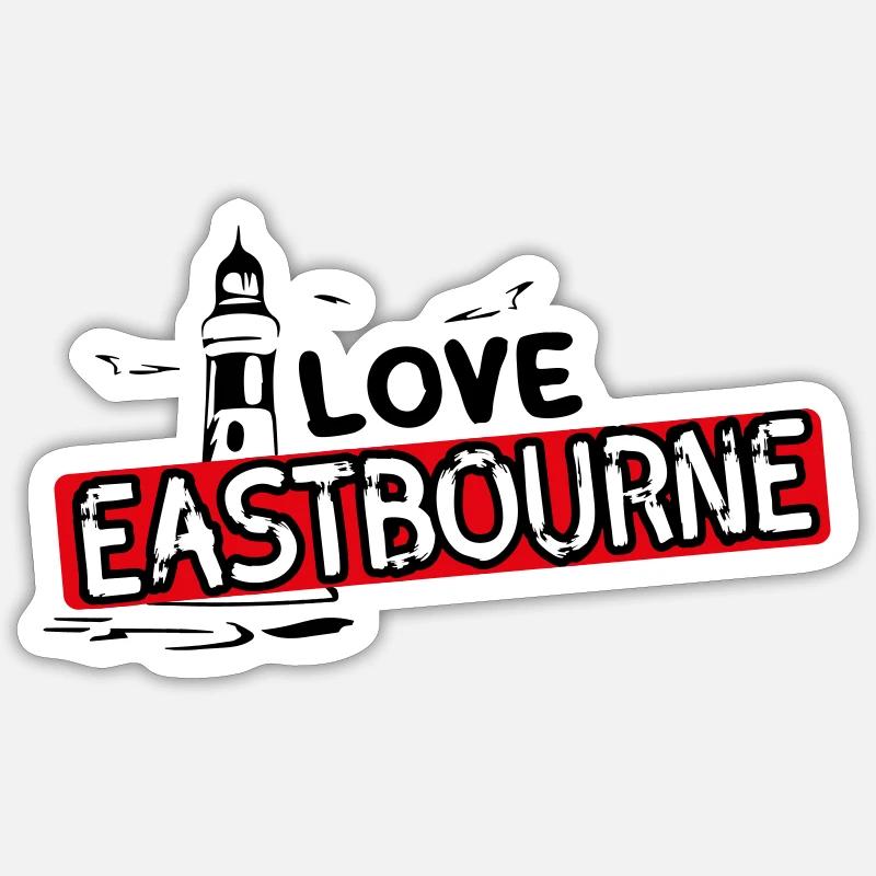 Aimer le phare d’Eastbourne - Sticker taille S (10 x 10 cm) - blanc mat