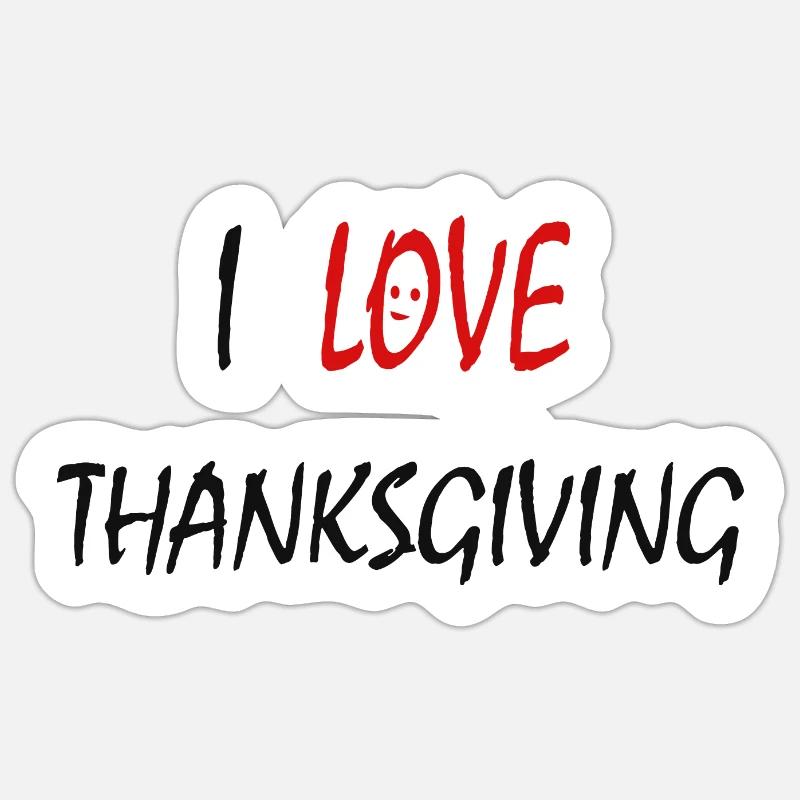 J'aime Thanksgiving - Sticker taille S (10 x 10 cm) - blanc mat