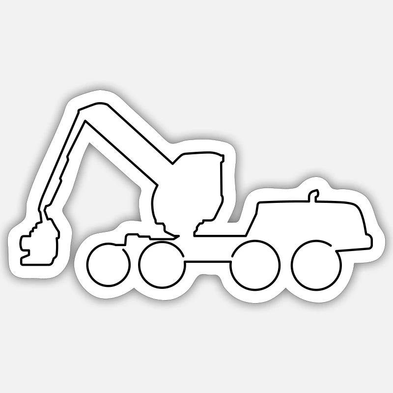 Harvester Holzernte Forst Sticker Größe S (10 x 10 cm)