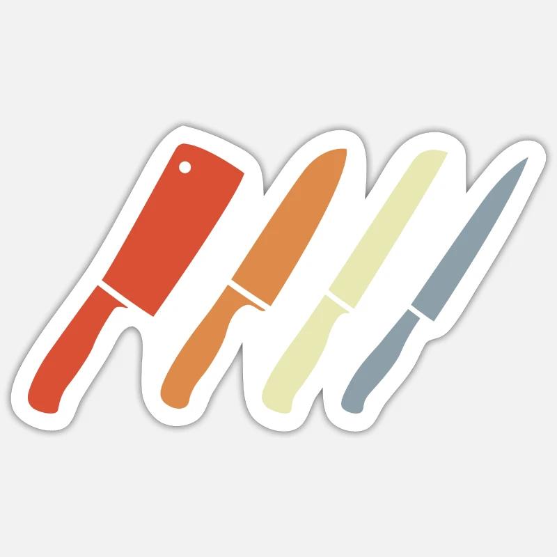 Ensemble de couteaux rétro - Sticker taille S (10 x 10 cm) - blanc mat