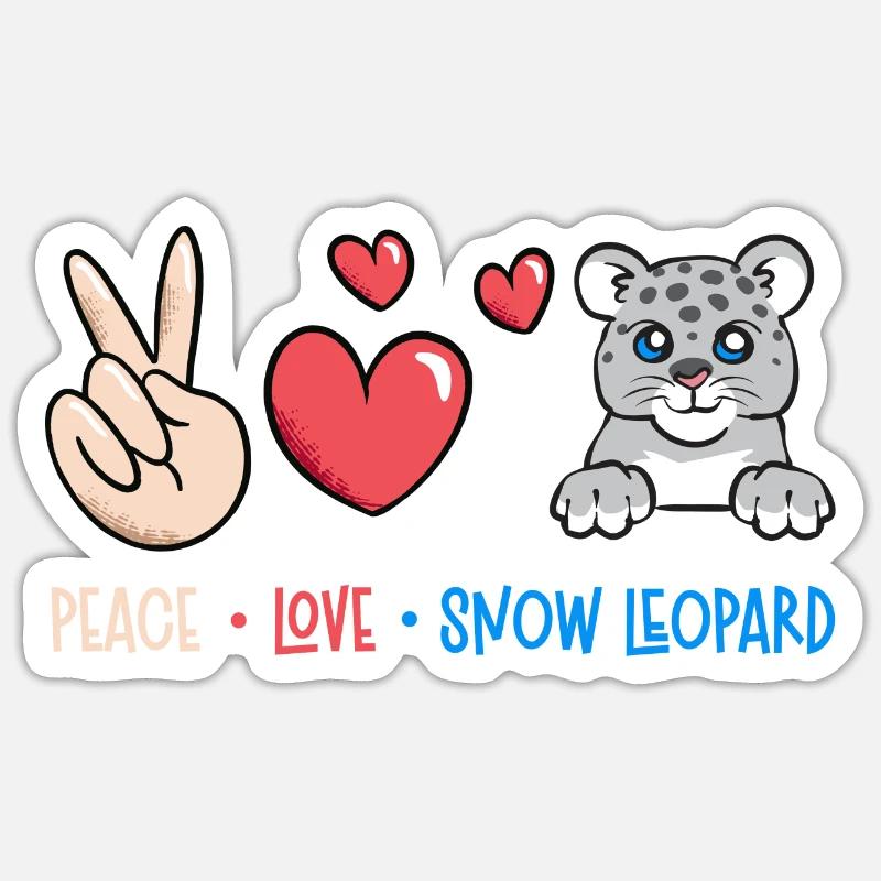 Schneeleopard - Sticker Größe S (10 x 10 cm) - Mattweiß
