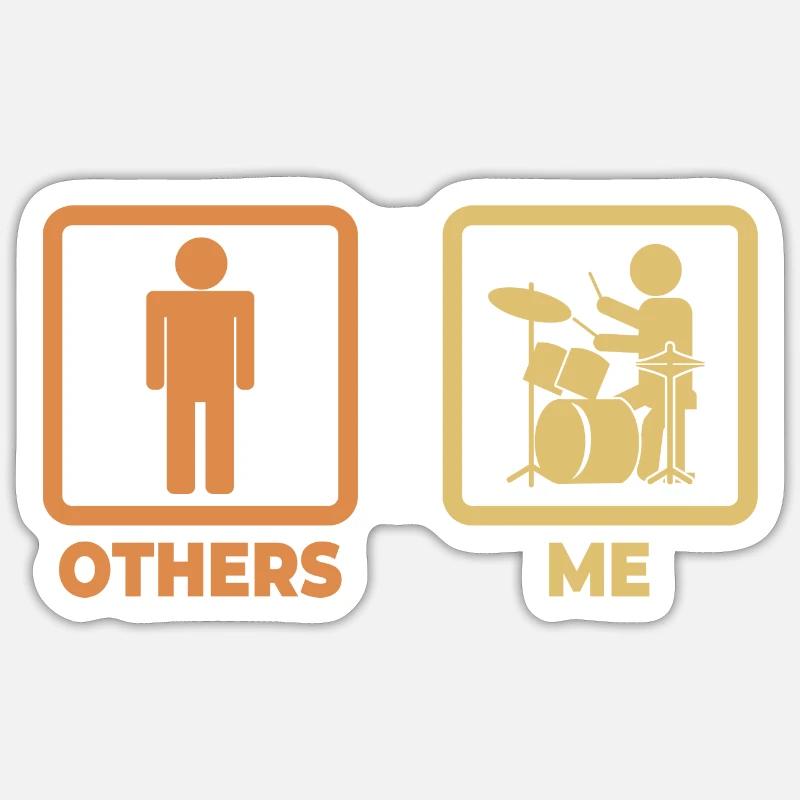 Figurine bâton de batteur - Sticker taille S (10 x 10 cm) - blanc mat