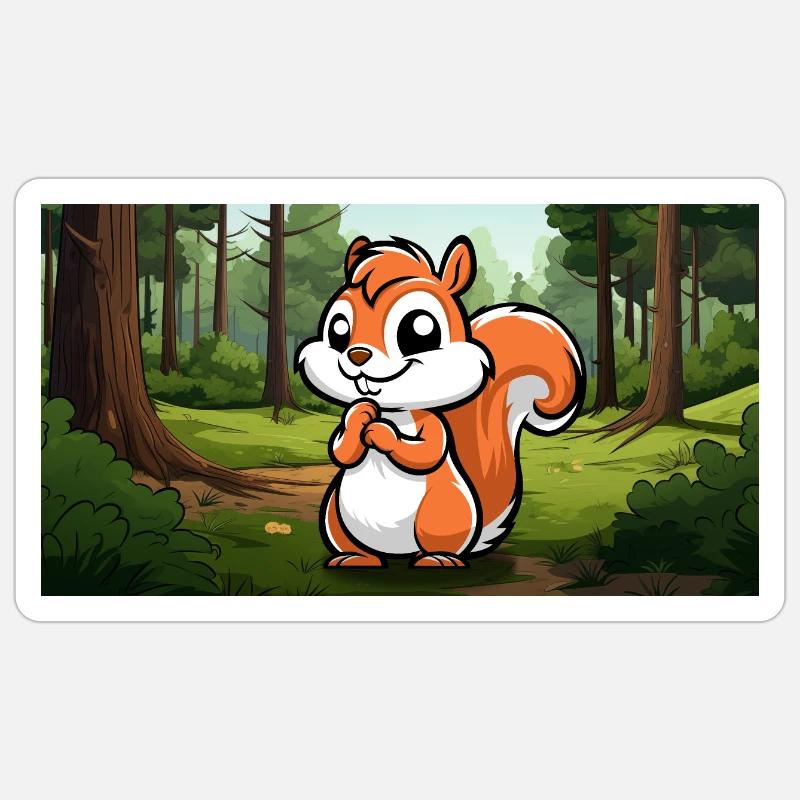 Écureuil mignon dans une forêt Sticker taille S (10 x 10 cm)