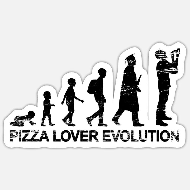 L'évolution des amateurs de pizza Sticker taille S (10 x 10 cm)