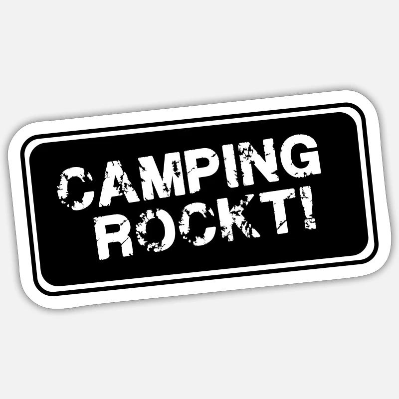 camping rockt - Sticker Größe S (10 x 10 cm) - Mattweiß